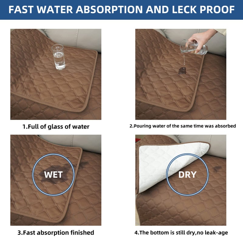 Eismodra Waterproof Recliner Chair Covers for Reclining Couch Slipcovers Seat Cushion Anti-Slip Sofa Cover for Dogs Pets Furniture Protector Washable Brown Set (3 Pieces) - Image 5